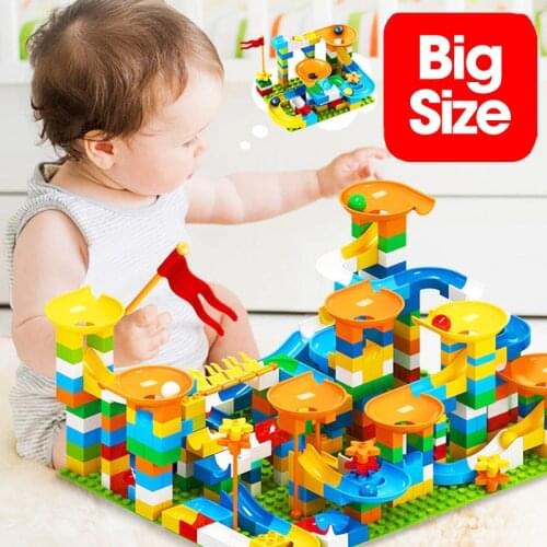 86-344PCS Big Size Funnel Slide Blocks Marble Race Run Block Compatible Building Blocks DIY Assembly Bricks Toys For Children