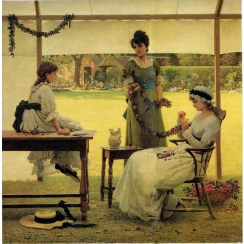 Free shipping classical court figure beauty portrait flower canvas prints oil painting on canvas wall art decoration pictures