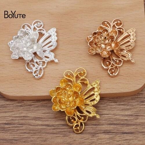 BoYuTe (10 Pieces/Lot) 33*41MM Metal Alloy Butterfly Flower Materials Factory Supply DIY Handmade Jewelry Accessories