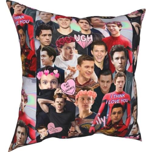 Tom Holland Collage Printing Pillow Cover Soft Polyester Cushion Cover Sofa and Car Interior Decorative Pillow Cushion Cover
