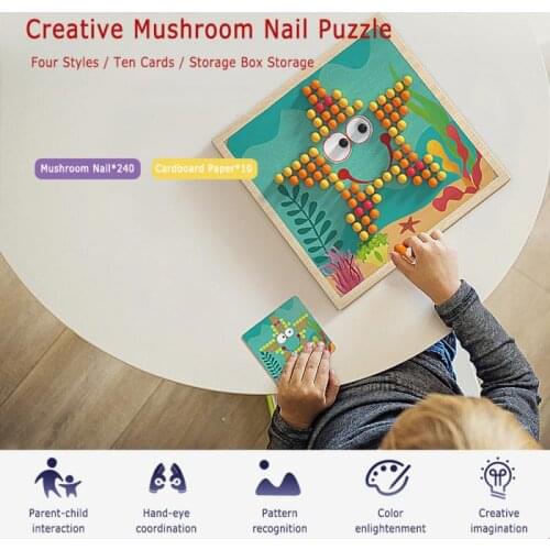 Wooden Creative Mushroom Nail Intelligent Puzzle Early Childhood Educational Intelligence Exercise Combination Fighting Board