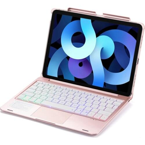 For iPad Air 4 4th 10.9 2020 LED RGB Backlight Wireless Bluetooth Russian/Spanish/Hebrew Mouse Pad Trackpad Keyboard Case Cover