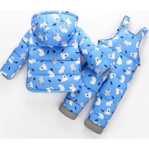 New Kids Winter Clothes Baby Girl Winter Coat Baby Boy Down Jacket Sets Snowsuit Outerwear Coats and Pants Keep Warmer 80-110CM