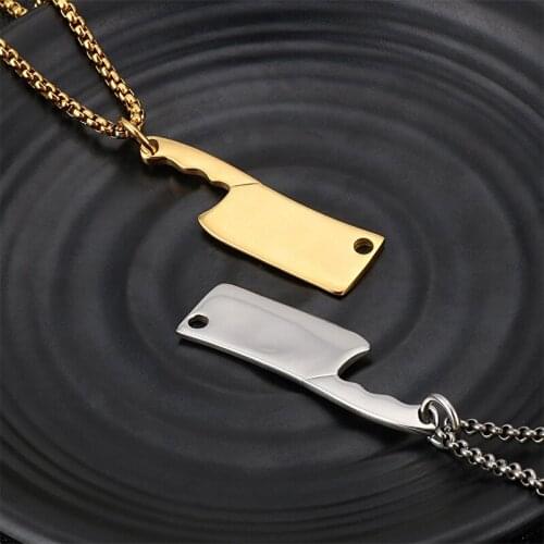 Stainless Steel Mini Kitchen Knife Pendant Mens Punk Style Fashion Necklace Accessories