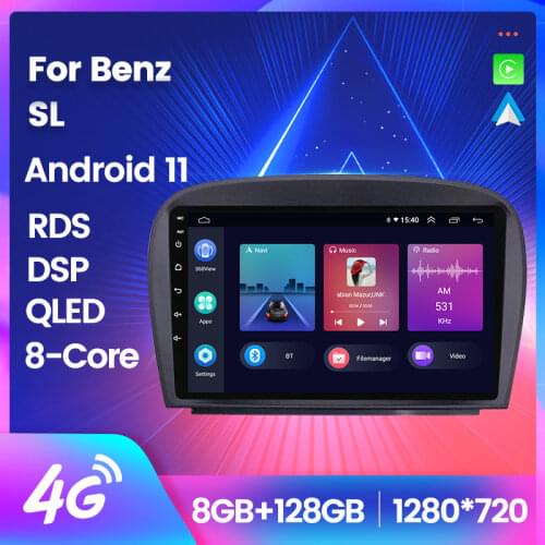 2+32G WIFI Android 11 Car Radio Audio Multimedia Player for Mercedes SL R230 SL350 SL500 SL55 SL600 SL65 2001-2007 9 inch screen