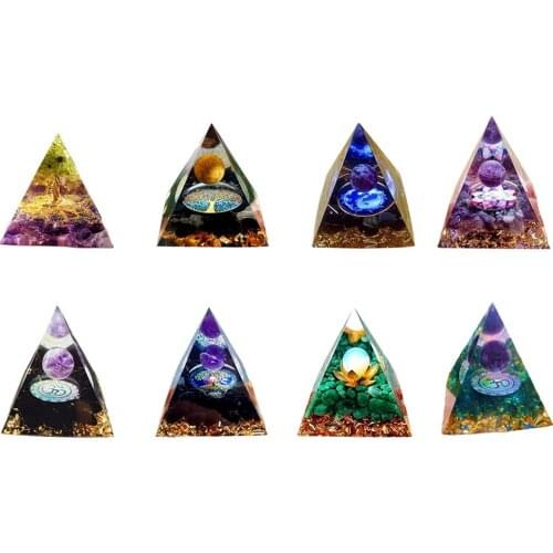 Natural Pyramid Ogan Crystal Energy Tower Energy Healing Reiki Chakra Crushed Stone Jewelry Home Office Feng Shui Ornaments