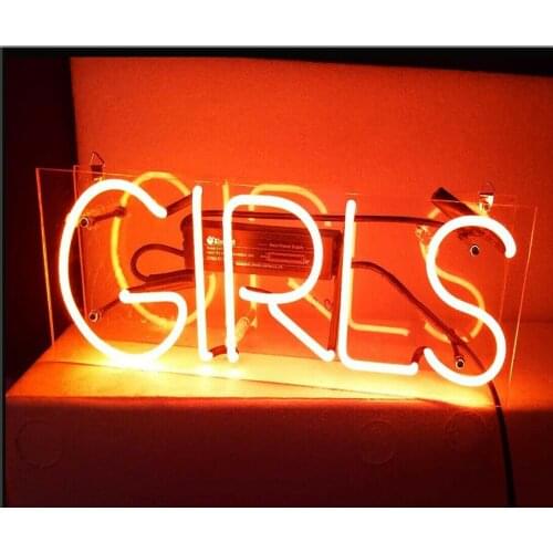 14“ GIRLS Acrylic Custom Neon Light Lamp Sign Beer Bar Handmade Real Glass Decorate Home Wall Room Windows Tube Artwork
