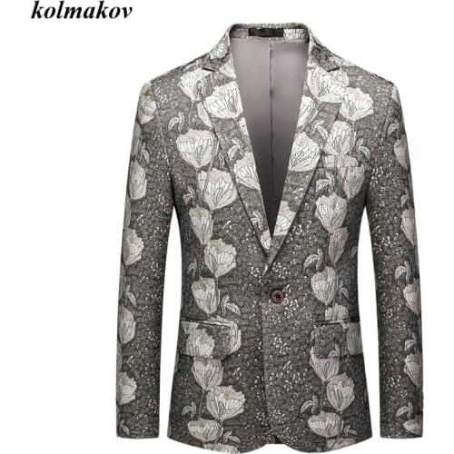 New Arrival Spring Style Men Boutique Leisure Blazers High Quality Embroidered Pattern Slim Single Buttom Mens Suit Coat M-6XL