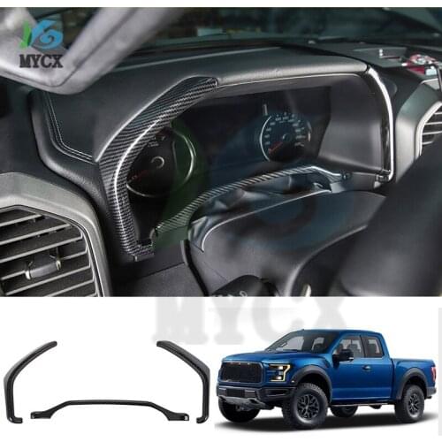 Fit for Ford Raptor F-150 2017 2018 2019 2020 Car Accessories ABS Carbon Dashboard Instrument Console Display Cover Trim 2pcs