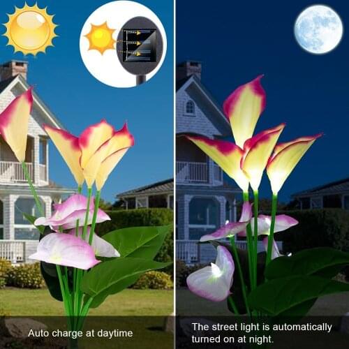 Drop shipping Outdoor Light Fairy Garden Landscape Calla Stake Lawn Lamp