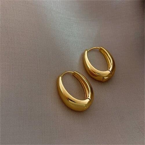 New Classic Copper Alloy Smooth Metal Hoop Earrings For Woman Fashion Korean Jewelry Temperament Girls Daily Wear earrings