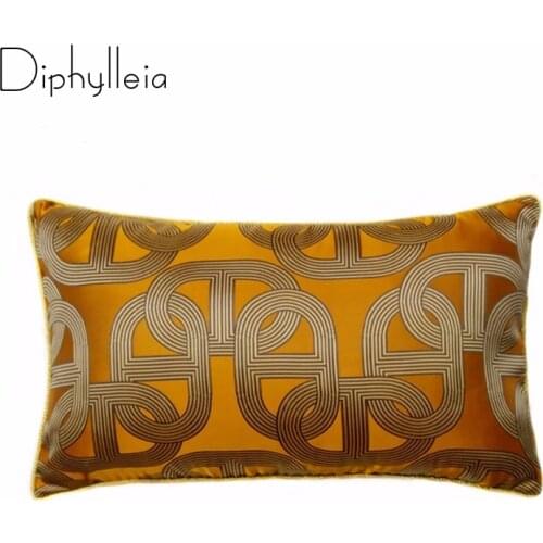 Diphylleia Silk Pillow Case Geometry Orange Ellipse Jacquard Pipping Modern Home Decorative Pillow Case Coussin Gorgeous Design
