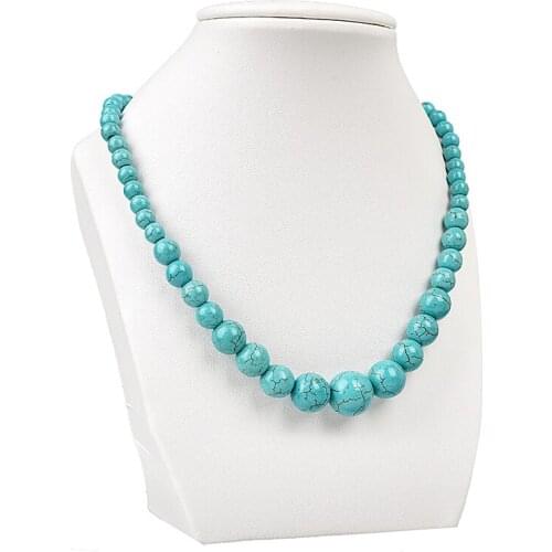 Blue Round Beads Synthetic Stone Necklace Fit Handmade Diy Design Necklace findings 18inch For any occasions H101