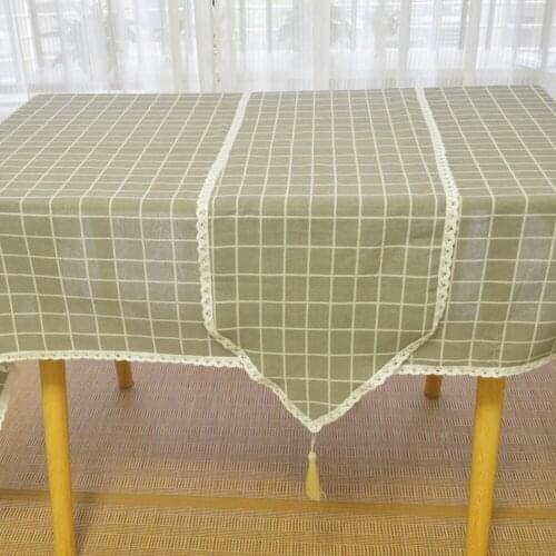 Linen Cotton Tassel Table Runner Printed Gray Lattice Table Runners Home Wedding Christmas Party Tablecloth Home Table covers