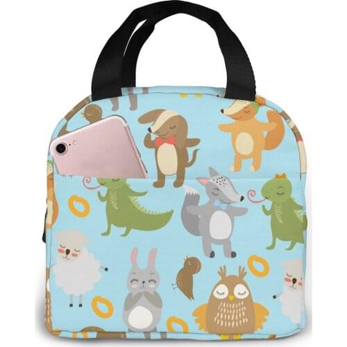 Cute Birds Animals Lunch Bag Portable Insulated Thermal Cooler Bento Lunch Box Tote Picnic Storage Bag Pouch