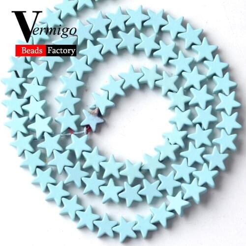 Light Blue Pentagram Shape Nanotech Rubber Hematite Beads For Jewelry Making 6mm Stone Beads Diy Bracelet Accessories 15'Strand