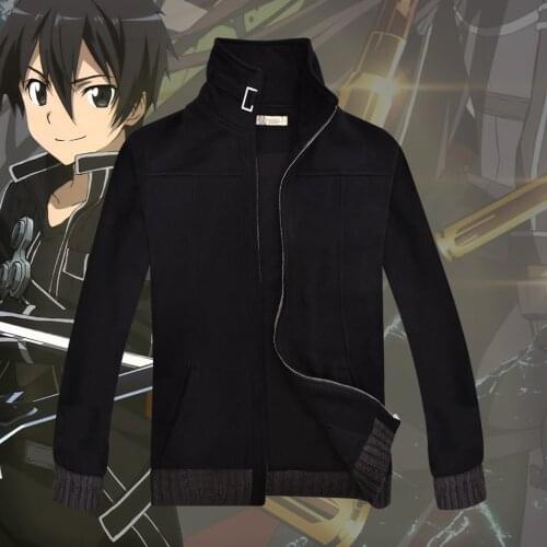Sword Art Online 2 Kirito Cosplay Costume Black Casual Wear Coat Jacket X001