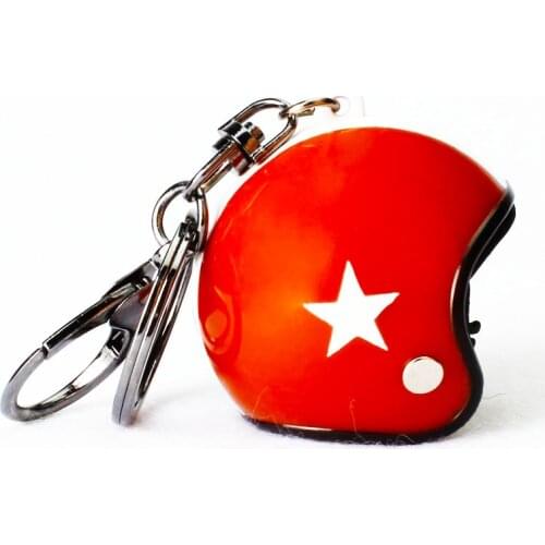 Creative Red Color Motorcycle Safety Helmets Keychain Car Auto Five-star Keyring Women Men Pendant Classic Helmet Holder A548