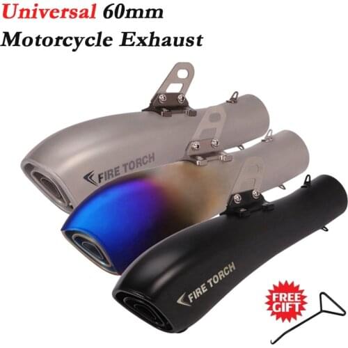 Universal Motorcycle TORCH GP Exhaust Pipe Escape Left & Right 60mm For Z1000 R1 Ninja 250 R25 CB500X Modify Muffler DB Killer