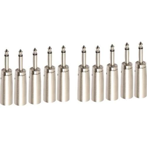 10Pack XLR 3-Pin Male to 1/4" Mono Plug Shielded Microphone Mic Audio Cable Cord