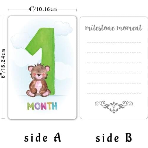 Y55B 12pcs Baby Milestone Cards Monthly Moment Cards Set First Year Progress Unisex Baby Shower Gift