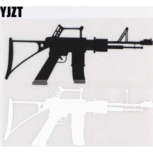YJZT 4.9×15.7CM Military Equipment Vinyl Body Decoration Pattern Creative Shooting Weapon Car Sticker 20C-0016