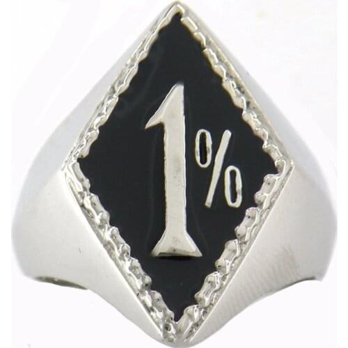 FANSSTEEL Stainless Steel Jewelry one Percent Motor Cycle Biker Ring FSR09W95