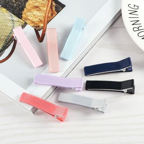 12/24 Pcs Girls Baby Kid Duckbill Clip Grosgrain Ribbon Alligator Hair Clip 3.5cm Hairpin For DIY Making Jewelry Accessories Set