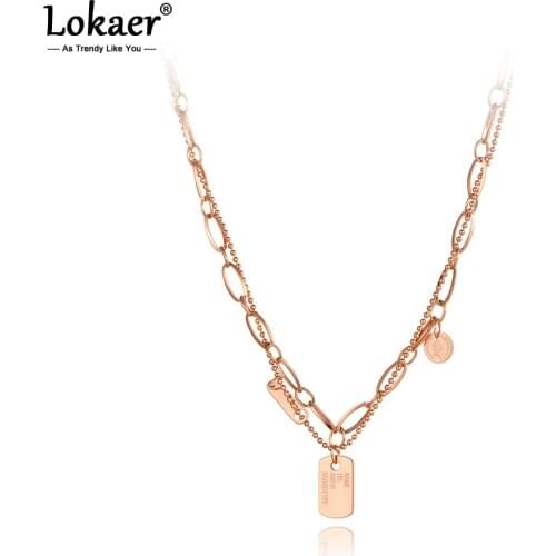 Lokaer Trendy Original Design Bohemia Stainless Steel Double-layer Chain Choker Necklaces Beach Pendant Jewelry For Women N20271