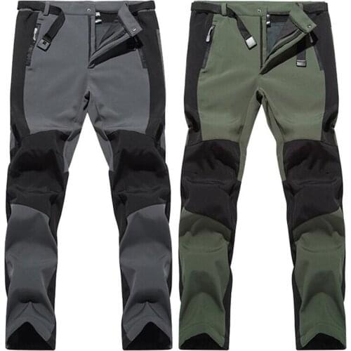 Winter Pants Men Casual Fleece Warm Breathable Softshell Techwear Pants Outdoor Camping Hiking Windproof Waterproof Trousers 4XL