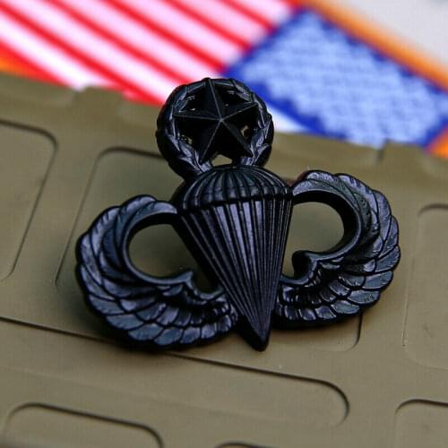 US Army Airborne SENIOR PARACHUTIST BADGE Wings Badge Insignia Pin BLACK