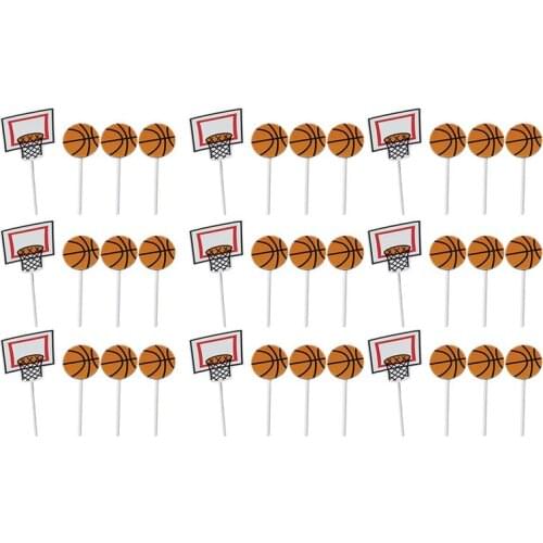 1 Set 36 Pcs Party Dessert Table Decorations Basketball Cake Toppers (Assorted Color)