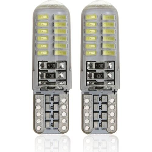 2x Car T10 W5W LED Interior Bulb Signal Light Auto Dome Reading License Plate Wedge Side Trunk Lamp Super Bright Blue 24SMD