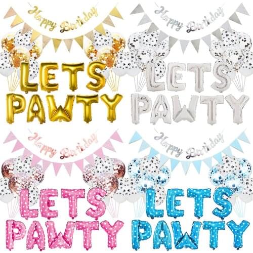 2021 Happy Birthday Banners Set Pet Birthday Party Theme Aluminum Foil Balloon Decoration For Home Dogs Cats Supplies
