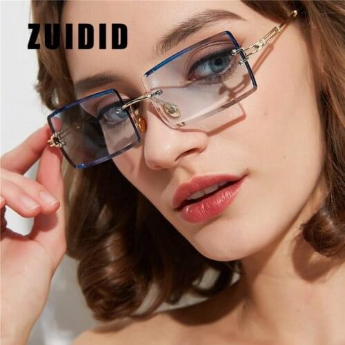 2021 Retro Rectangle Rimless Sunglasses Women Brand Designer Traveling Style Gradients Sun Glasses Ladies Metal Sunglass UV400