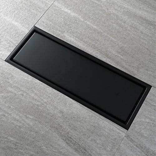 30x11cm Stainless Steel Linear Floor Drain Anti-odor Drains Tile Insert for Hotel Bathroom Kitchen Floor Black/Brushed/Gold