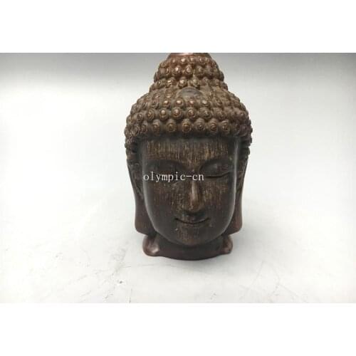 5''Real ox horn handcraft carved tathagata Gautama Shakyamuni Buddha head statue 50% off