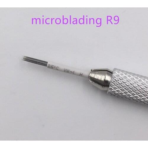 50pcs Permanent Makeup 3D Fog Eyebrow Tattoo Microblading Needle R9 Bevel Round Needles For Manual Tebori Embroidery Pen