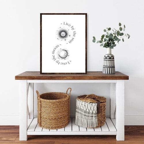 Boho Abstract Fashion Sun and Moon Poster Scandinavian Canvas Painting Art Print Modern Wall Picture For Living Home Room Decor