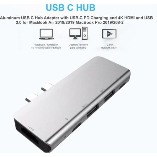 USB C Hub Adapter With USB-C PD Charging + 4K + USB 3.0 For MacBook Air 2018/2019 For MacBook Pro