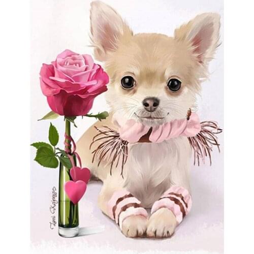 5D Full Square Round DIY Diamond Painting Animal Dog Cross Stitch Embroidery Mosaic Home Wedding Decoration Birthday Gift