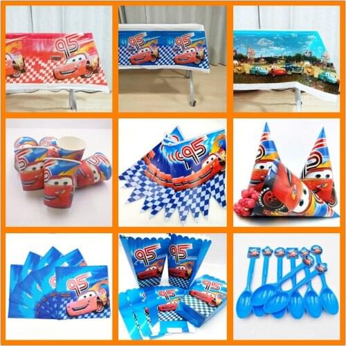 Cars Happy Birthday Party Supplies Decoration Disposable Tableware Tablecloth Plates Favors Gifts