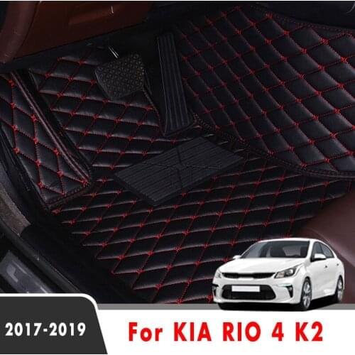 Car Floor Mats For KIA RIO 4 K2 2019 2018 2017 Leather Carpets Custom Auto Interior Accessories Protector Covers Decoration Rugs