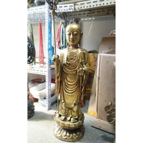 Free shipping 80cm Retro bronze factory outlets 30"China Tibet Buddhism carve Bronze Gild Ksitigarbha Jizo Buddha Statue
