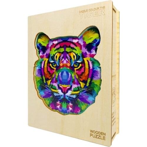 Wooden Puzzles Tiger Animal Shapes Wooden Jigsaw Adults Puzzle Games For Children Educational Toys Wood DIY puzzle Crafts Gifts