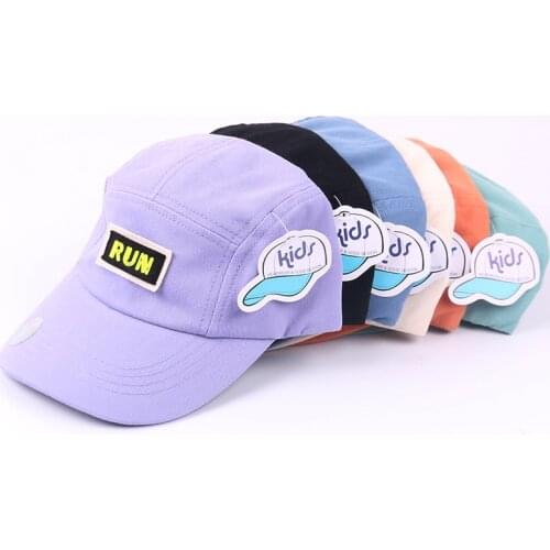 3-7 Age New RUN Patch Cotton Kid Baseball Cap Embroidery Children Girl Boy Sun Hat Spring Summer Adjustable 5 Panel Sun Hat