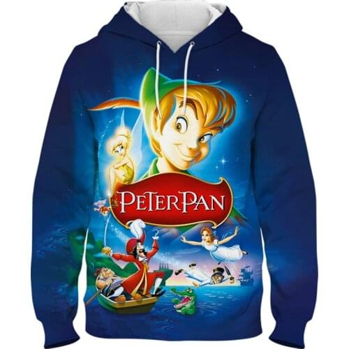 Peter Pan Hooded Sweatshirts Kids Long Sleeve Hoodie Sprint Autumn 3D Print New Fashion Men Women Children Hooded Sweatshirts