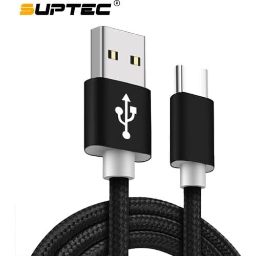 SUPTEC Braided Nylon USB Type C Type-C Cable Charging Data Sync Cable for Samsung S8 S9 Xiaomi 5/5s Huawei P10 P20 USB-C Charger