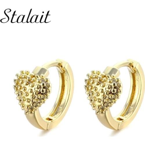 Korean Style Heart Gold Hoop Earrings Glossy Peach Earring Wholesale Small Proposal Gift Copper Earrings For Women Jewelry