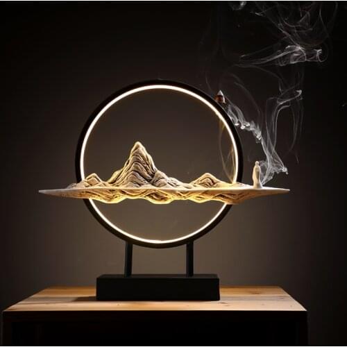 Creative Chinese Insense Burner Modern Minimalist LED Living Room Insence Holder Porch Backflow Aroma Burner Zen Decoration I60B